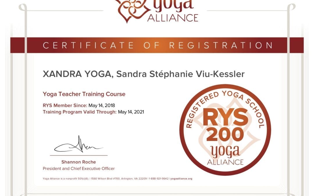 Certifié par Yoga Alliance