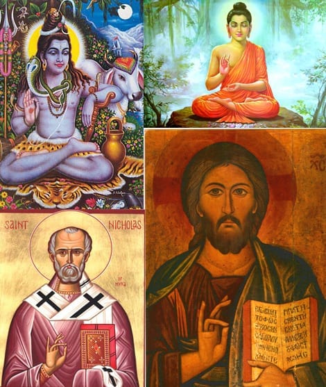 Shiva, Buddha, Saint Nicolas, Jesus